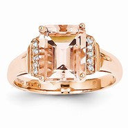 14k Rose Gold Morganite & Diamond Ring