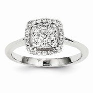 14k White Gold Diamond Square Ring