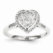 14k White Gold Diamond Heart Ring