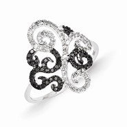 14k White Gold w/Black and White Diamond Fancy Ring