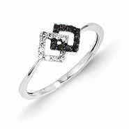 14k White Gold w/Black and White Diamond Ring
