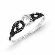 14k White Gold w/Black and White Diamond Ring