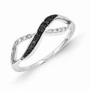14k White Gold w/Black and White Diamond Ring
