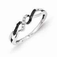 14k White Gold w/Black and White Diamond Ring