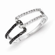 14k White Gold w/Black and White Diamond Ring