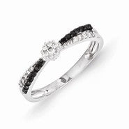 14k White Gold w/Black and White Diamond Ring