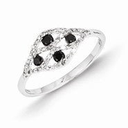 14k White Gold w/Black and White Diamond Fancy Ring