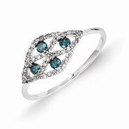 14k White Gold w/Blue and White Diamond Fancy Ring