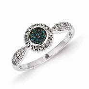 14k White Gold w/Blue and White Diamond Circle Ring