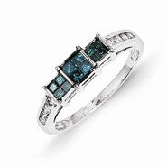 14k White Gold w/Blue and White Diamond Ring