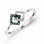 14k White Gold w/Blue and White Diamond Ring