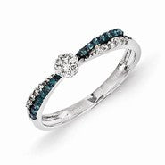 14k White Gold w/Blue and White Diamond Ring