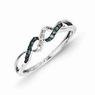 14k White Gold w/Blue and White Diamond Ring