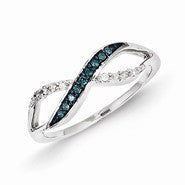 14k White Gold w/Blue and White Diamond Ring