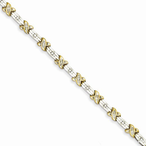 14K White & Yellow Gold Diamond X Bracelet