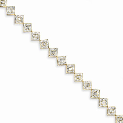 14K Yellow Gold Diamond Square Link Bracelet