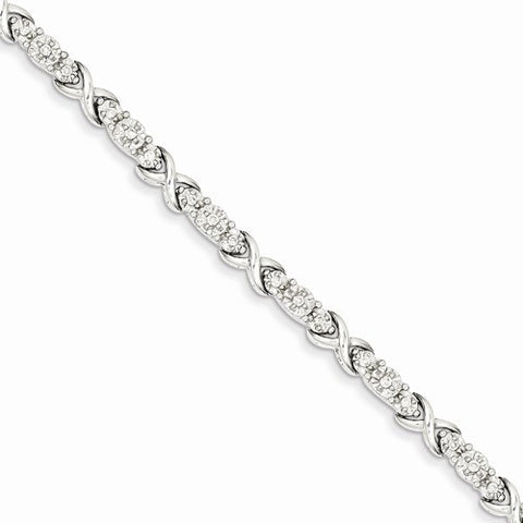 14K White Gold Diamond X Bracelet