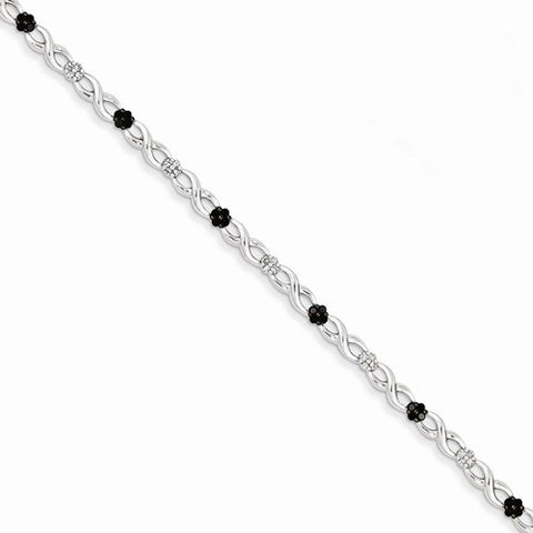 14K White Gold White & Black Diamond Bracelet