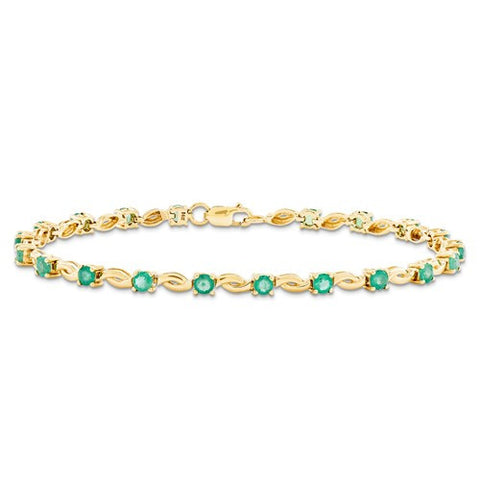 14K Yellow Gold Emerald Round Bracelet