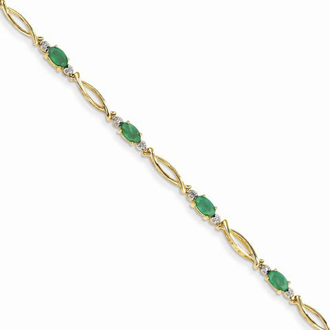 14K Yellow Gold Diamond and Emerald Bracelet