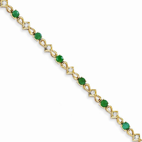14K Yellow Gold Diamond and Emerald Bracelet