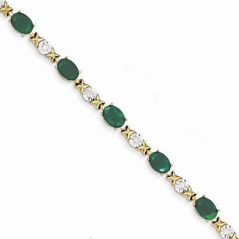 14K Yellow Gold Diamond and Emerald Bracelet