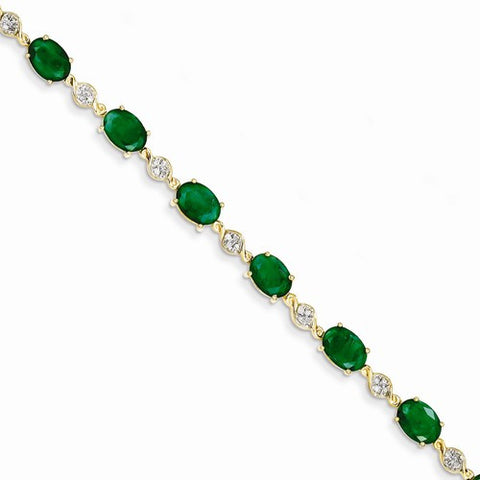 14K Yellow Gold Diamond and Emerald Bracelet