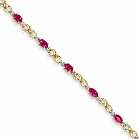 14K Yellow Gold Diamond and African Ruby Bracelet