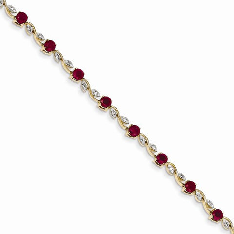14K Yellow Gold Diamond and Ruby Bracelet