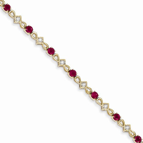 14K Yellow Gold Diamond and Ruby Bracelet