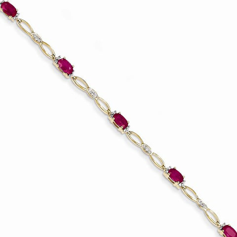 14K Yellow Gold Diamond and African Ruby Bracelet