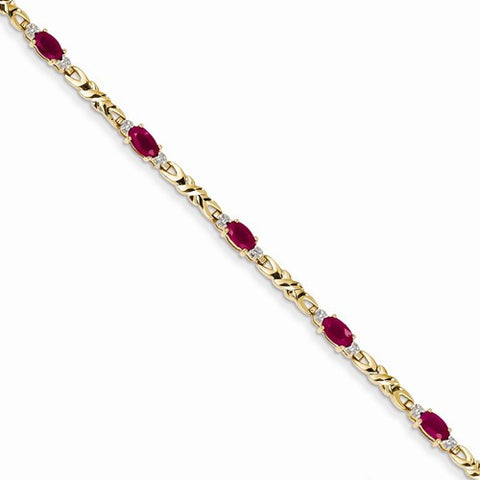 14K Yellow Gold Diamond and Ruby Bracelet