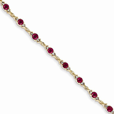 14K Yellow Gold Diamond and Ruby Bracelet