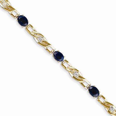 14K Yellow Gold Diamond and Sapphire Bracelet