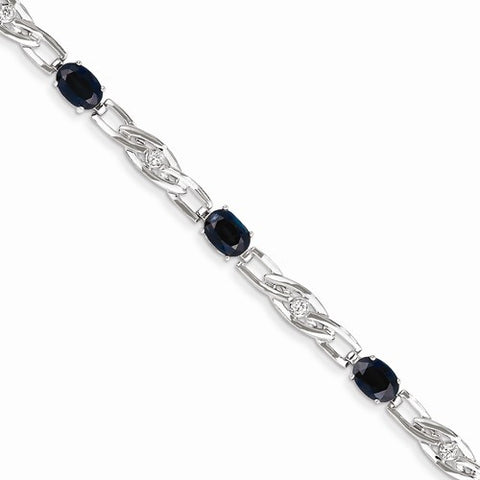 14K White Gold Diamond and Sapphire Bracelet