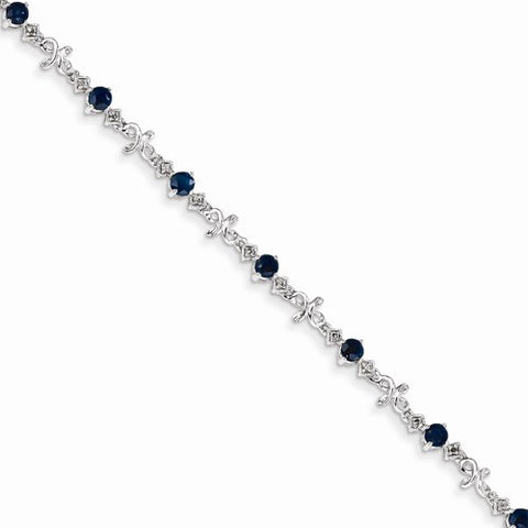 14K White Gold Diamond and Sapphire Bracelet
