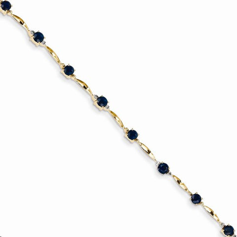 14K Yellow Gold Diamond and Sapphire Bracelet