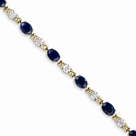 14K Yellow Gold Diamond and Sapphire Bracelet