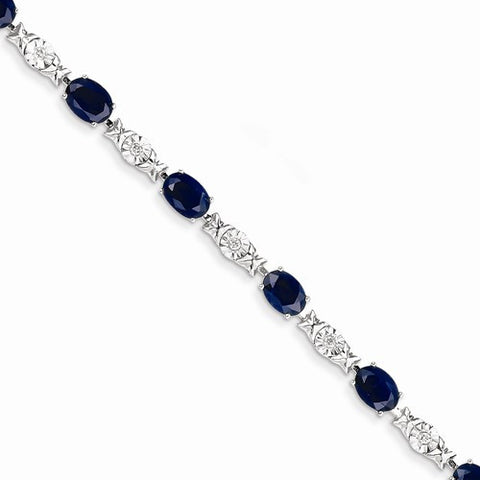14K White Gold Diamond and Sapphire Bracelet