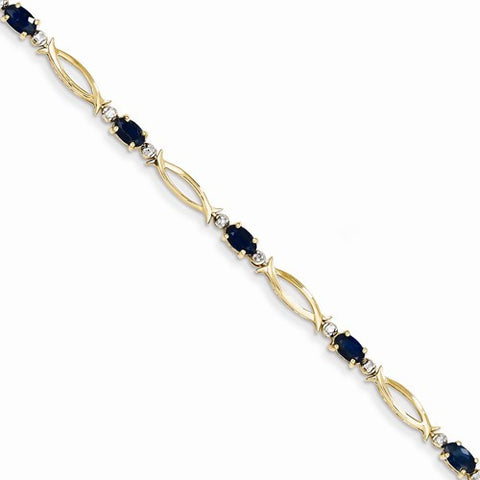 14K Yellow Gold Diamond and Sapphire Bracelet