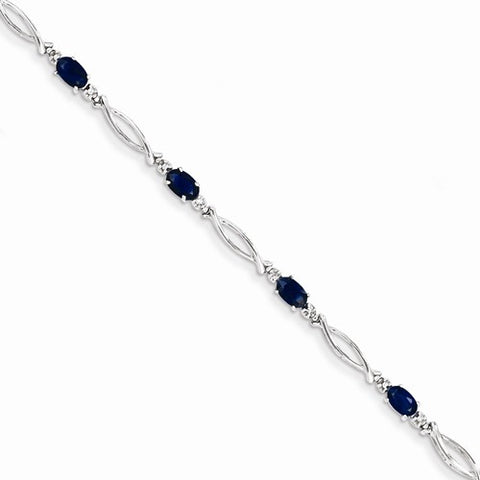 14K White Gold Diamond and Sapphire Bracelet