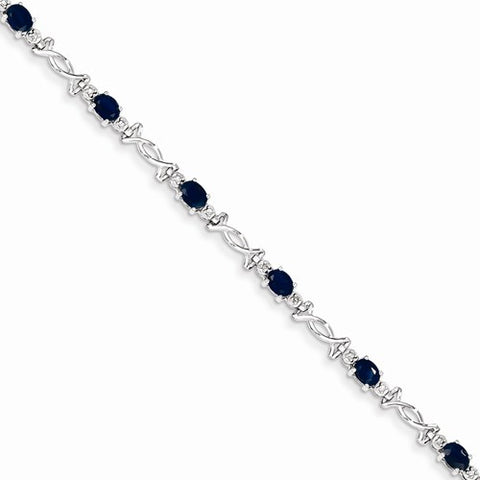 14K White Gold Diamond and Sapphire Gemstone Bracelet