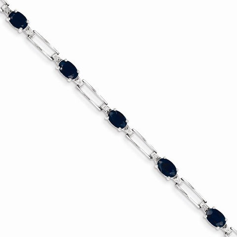 14K White Gold Diamond and Sapphire Gemstone Bracelet