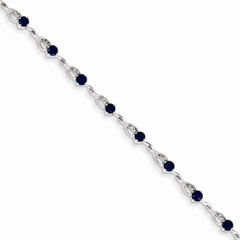 14K White Gold Diamond and Sapphire Bracelet