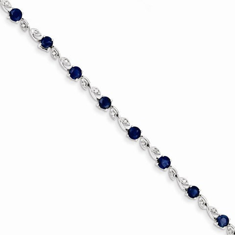 14K White Gold Diamond and Sapphire Bracelet