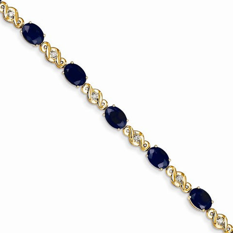 14K Yellow Gold Diamond and Sapphire Bracelet