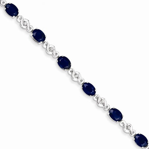 14K White Gold Diamond and Sapphire Bracelet