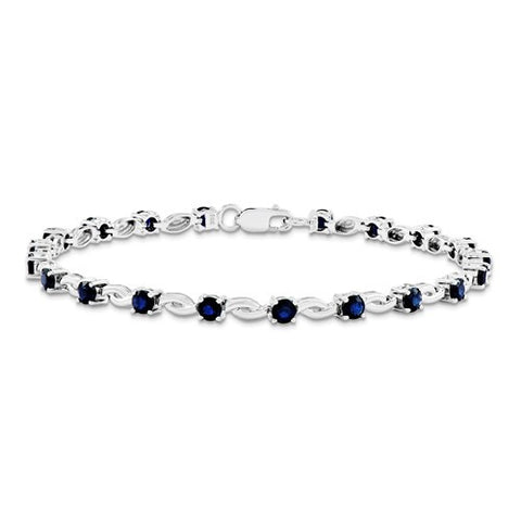 14K White Gold with Sapphire Gemstone Bracelet