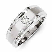 14k White Gold Diamond Men's Ring