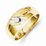 14k Yellow Gold & Rhodium Diamond Men's Ring